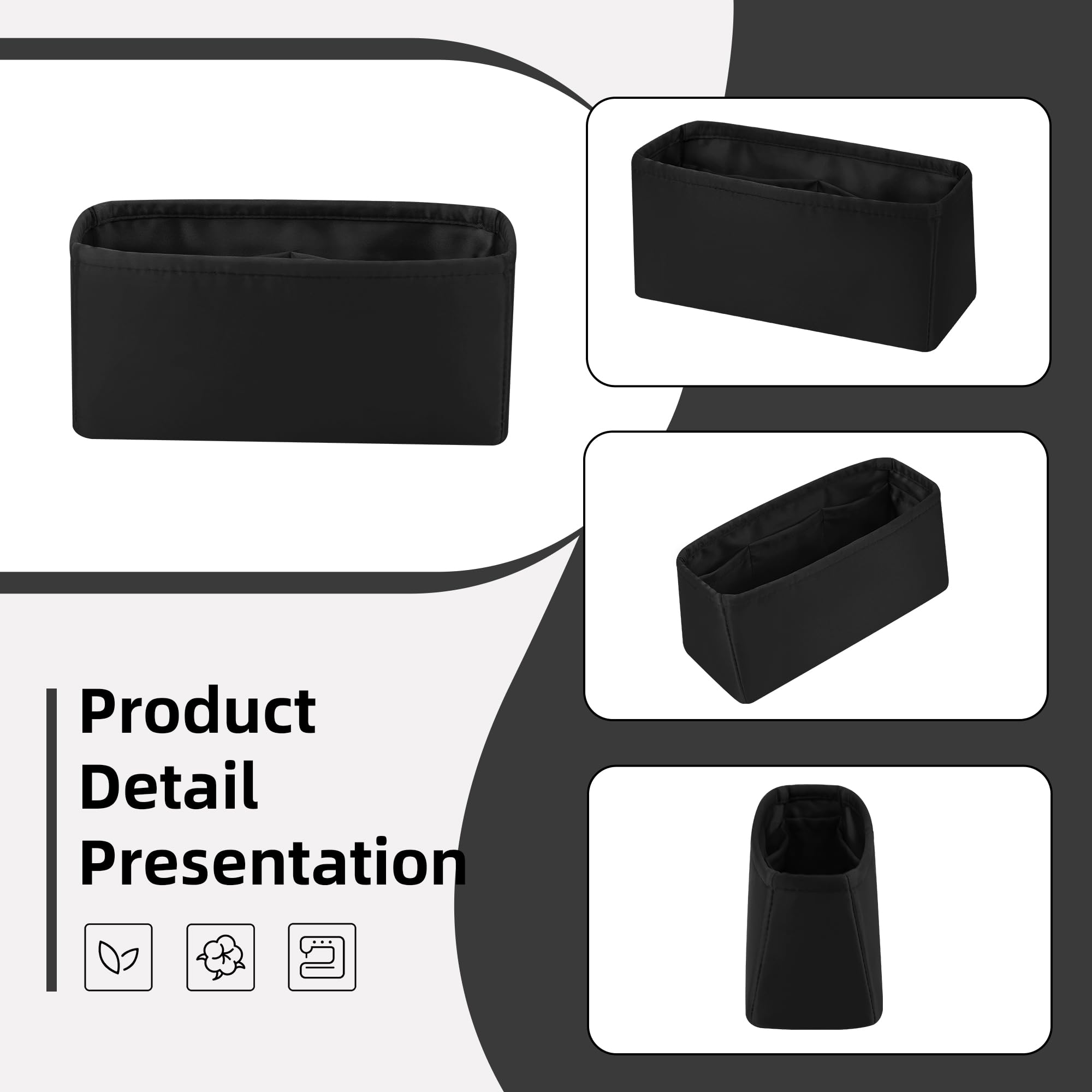 DGAZ Organizador Bolsos de Seda, Organizador Bolsa Interior Ligera para Kelly Pochette/Mini/20/25/28/32/35/40/42/50, inserto de bolsa para bolso (Noir, KL25)