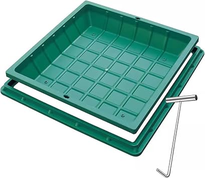 19.7"x19.7"Septic Tank Lid Covers Decorative Recessed Square Septic Tank Lid with Base Green Outdoor Parks Lawn Invisible Manhole Cover 19.7"x19.7"50x50cm