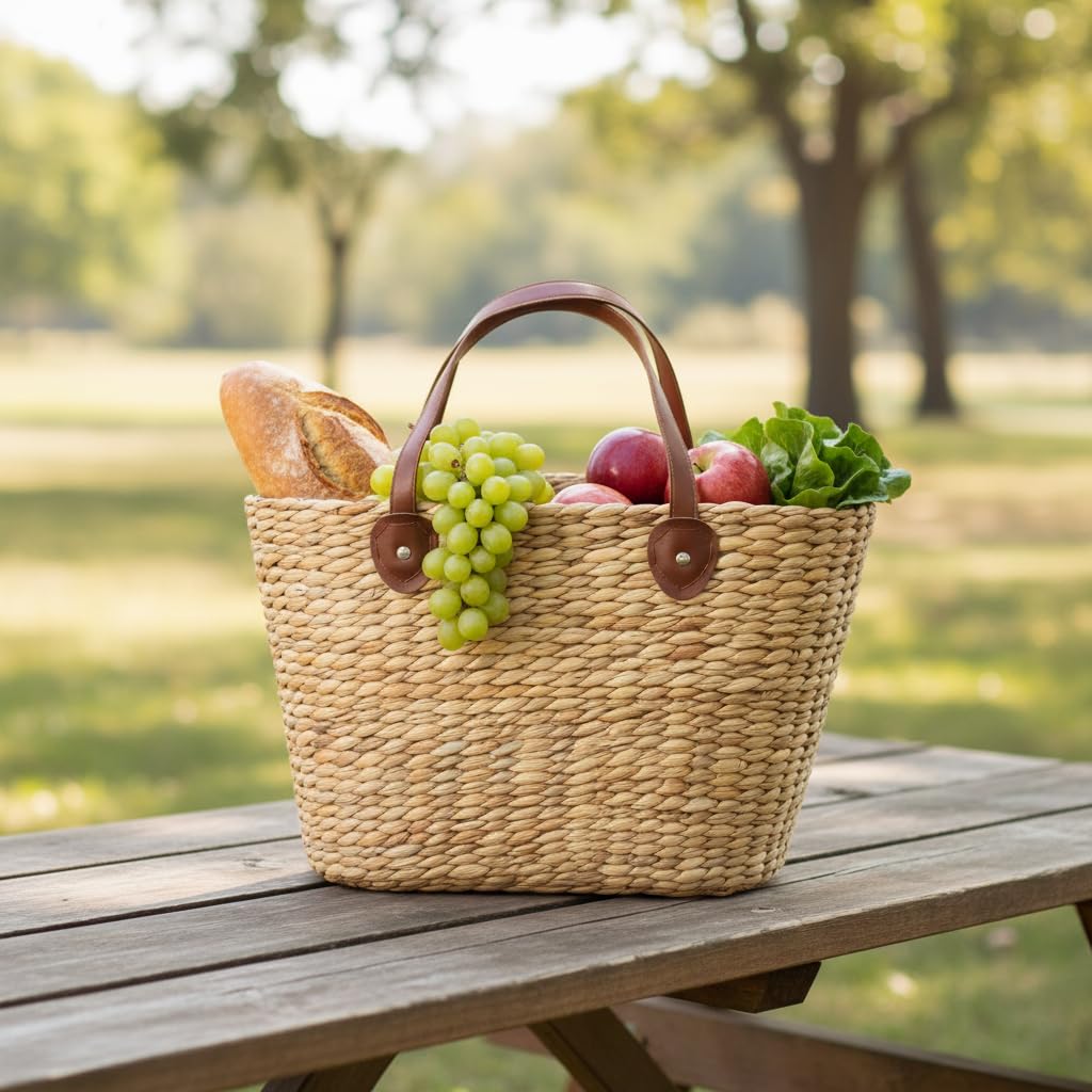 FRANK FLECHTWAREN Shopper, Einkaufstasche Naturoptik, 50 x 22 x 30 cm, GH 48 cm