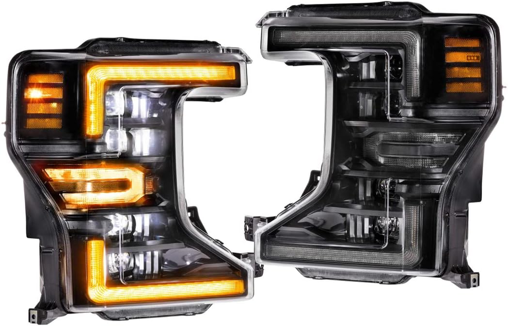 Morimoto XB LED Headlight Upgrade (Amber DRL), Fits 2020-2022 Ford Super Duty F-250/F-350/F-450/F-550, Plug and Play Headlight Assemblies with Sequential Turn Signal & UV Coated Lens (LF508-A)