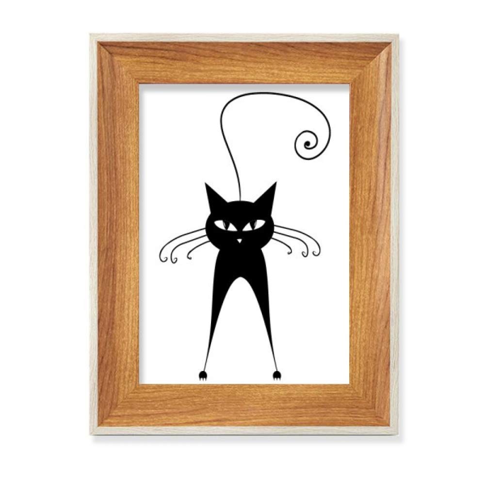 Cadre photo chat noir en bois décoration de table originale