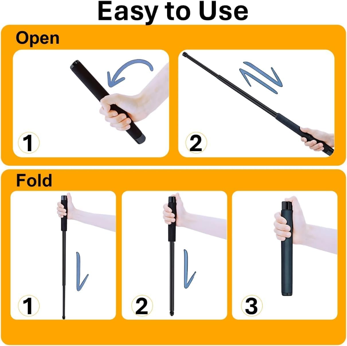 26-Inch Heavy-Duty Tire Thumper – Black Stainless Steel Baton with Ribbed Handle and Wrist Lanyard – Truck Tire Pressure Checker, Glass Breaker, Self-Defense, and Utility Tool — view 6