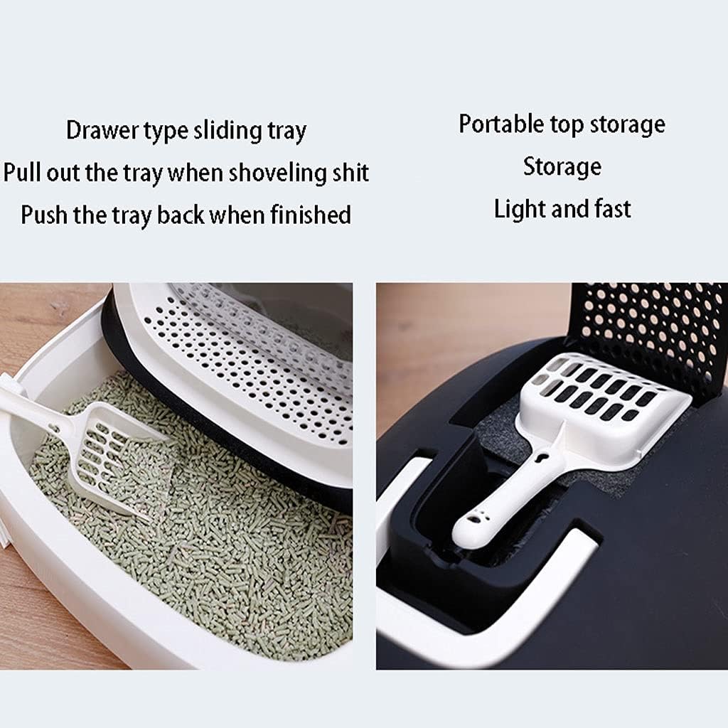 Self-Cleaning Cat Litter Box Large Space Cat Litter Box Fully Enclosed Splash-Proof Cat Toilet Drawer Type Easy Shoveling of Poop Cat Poop Box for Cat Supplies Cat Toilet (Color : Black)