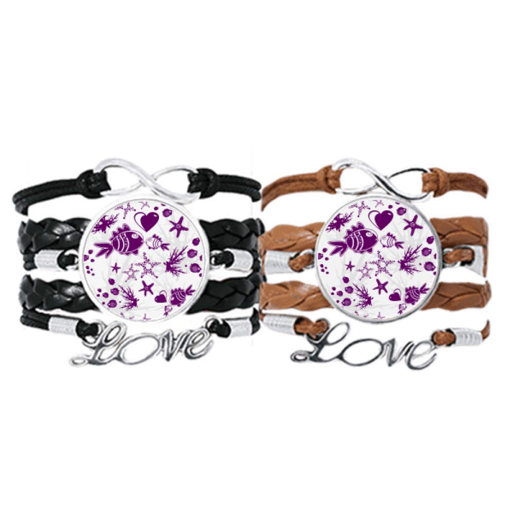 Bracelet en cuir véritable The Seabed World Fish Animal finitions cordes - 5
