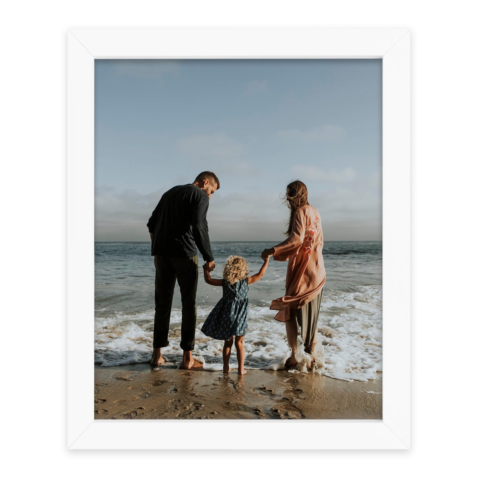 Golden State Art, 8x10 White Picture Frame Made of Solid Pine Wood and Tempered Glass, Display for 8x10 Picture Without Mat (Windows 7.5x9.5 inch)-Table Top or Wall Display, 1 Pack