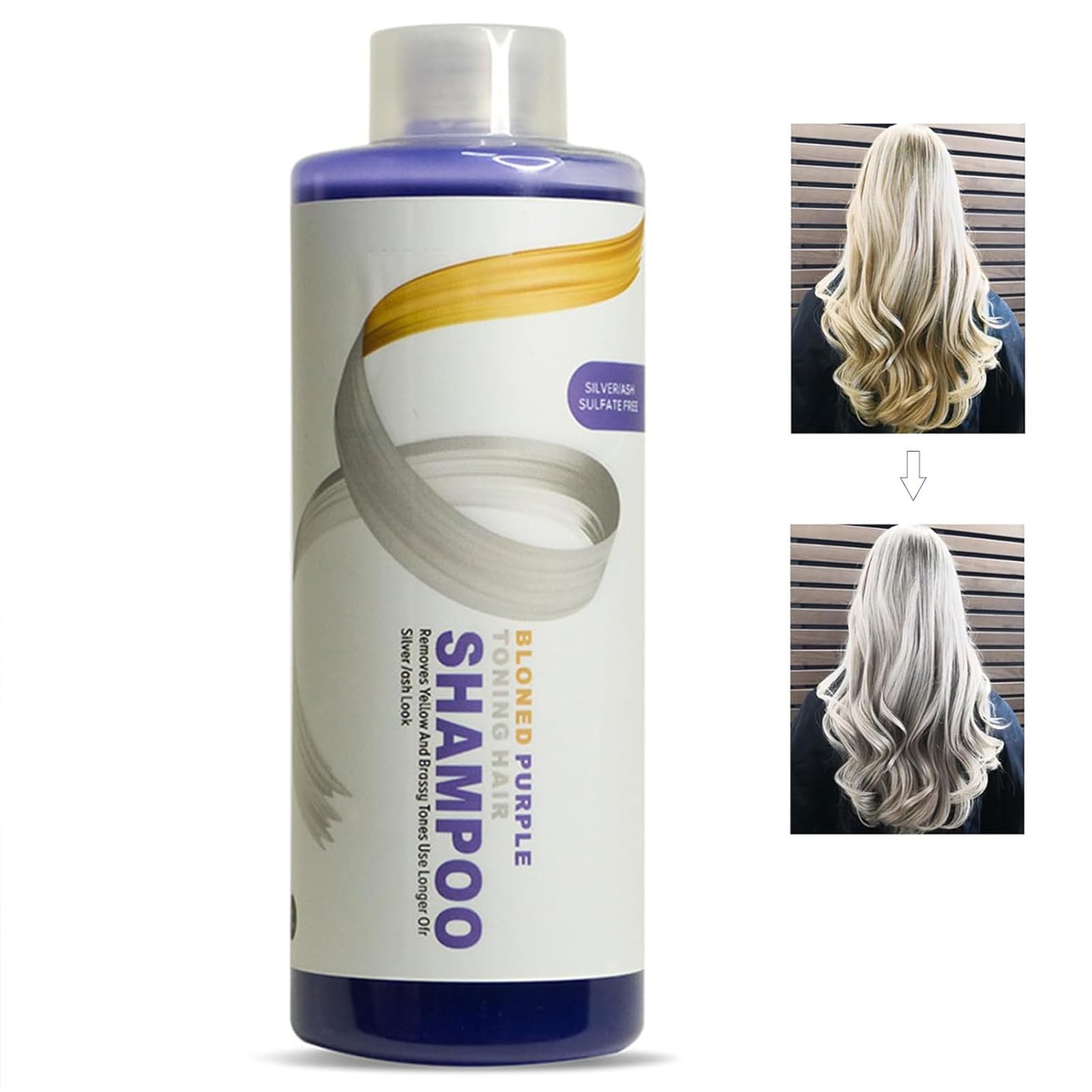 Pemarlis 500ml Champú Tonificante Morado Profesional,Champú Anti-amarillos,Champú Pelo Blanco,Rubio, Decolorado,Revitaliza el Cabello Rubio Teñido, Decolorado y con Mechas