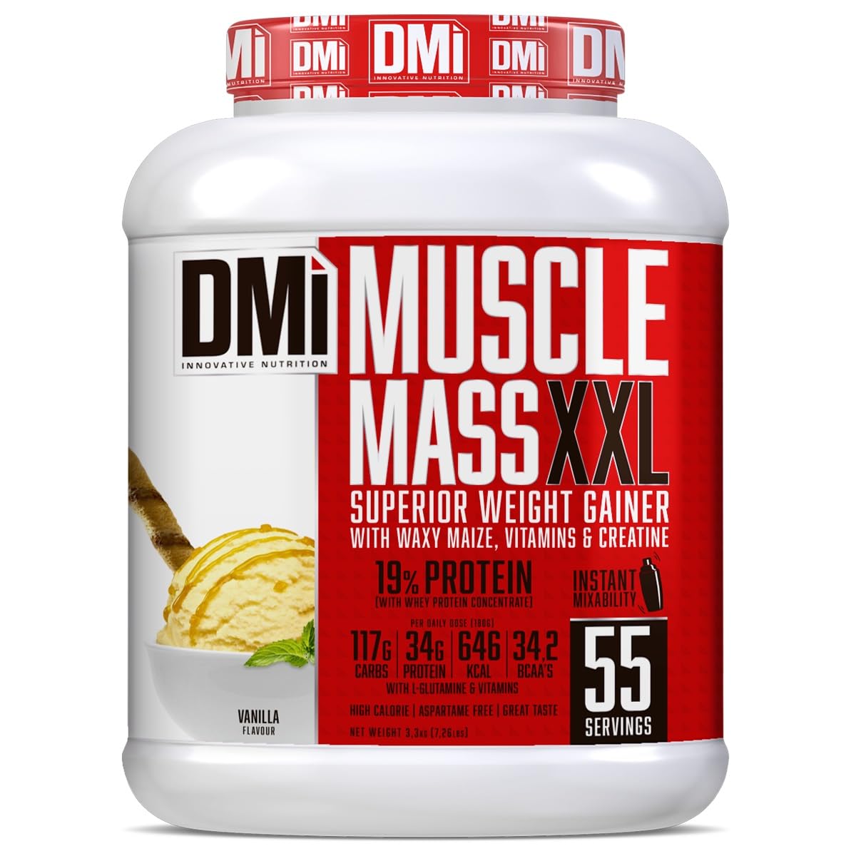 MUSCLE MASS XXL - SUPERIOR WEIGHT GAINER (Strawberry, 7 KG