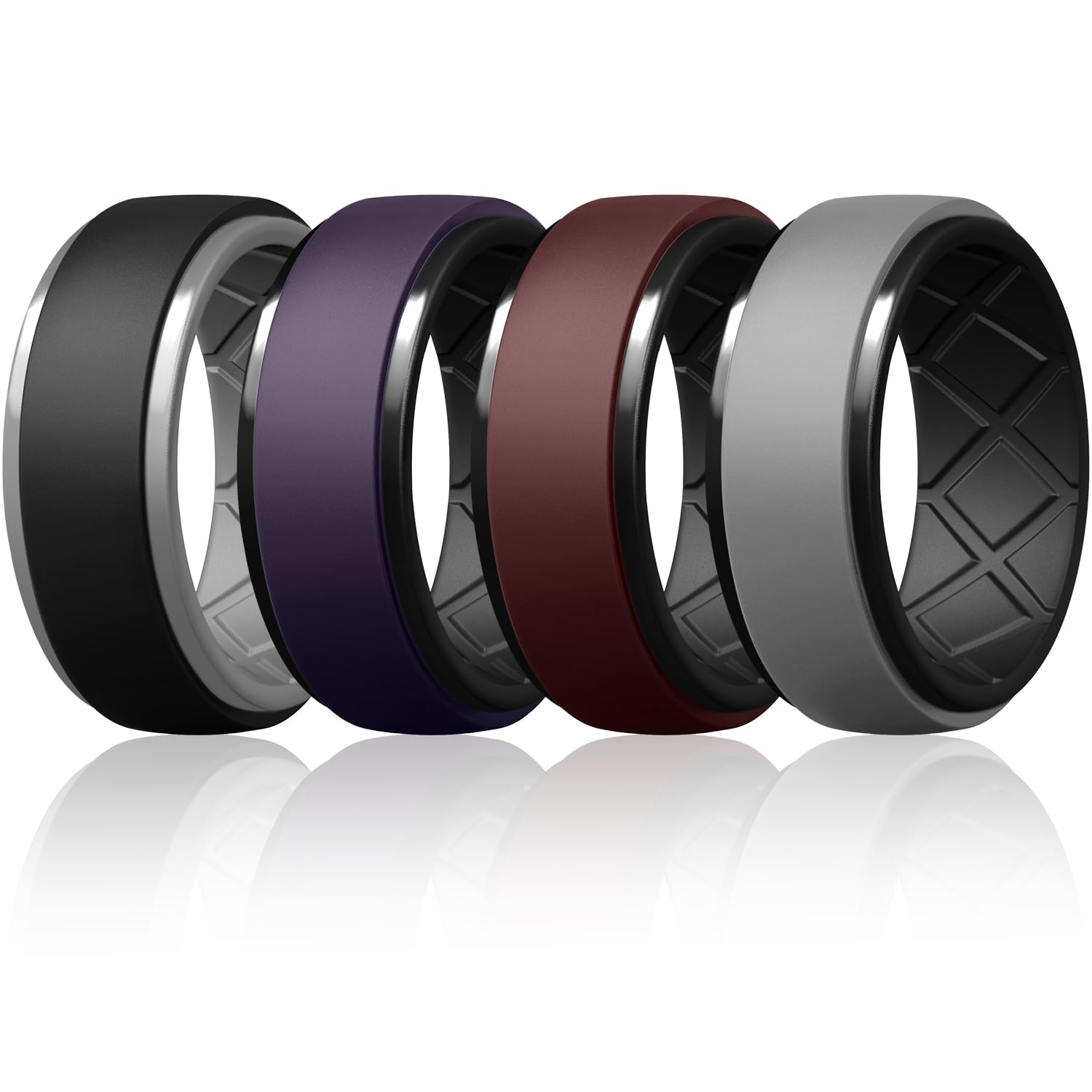 Mens Silicone Rings Rubber Wedding Bands, Breathable Design, Anniversary Wedding Rings For Him, 1/4/6 Rings Workout Accessory-image-21