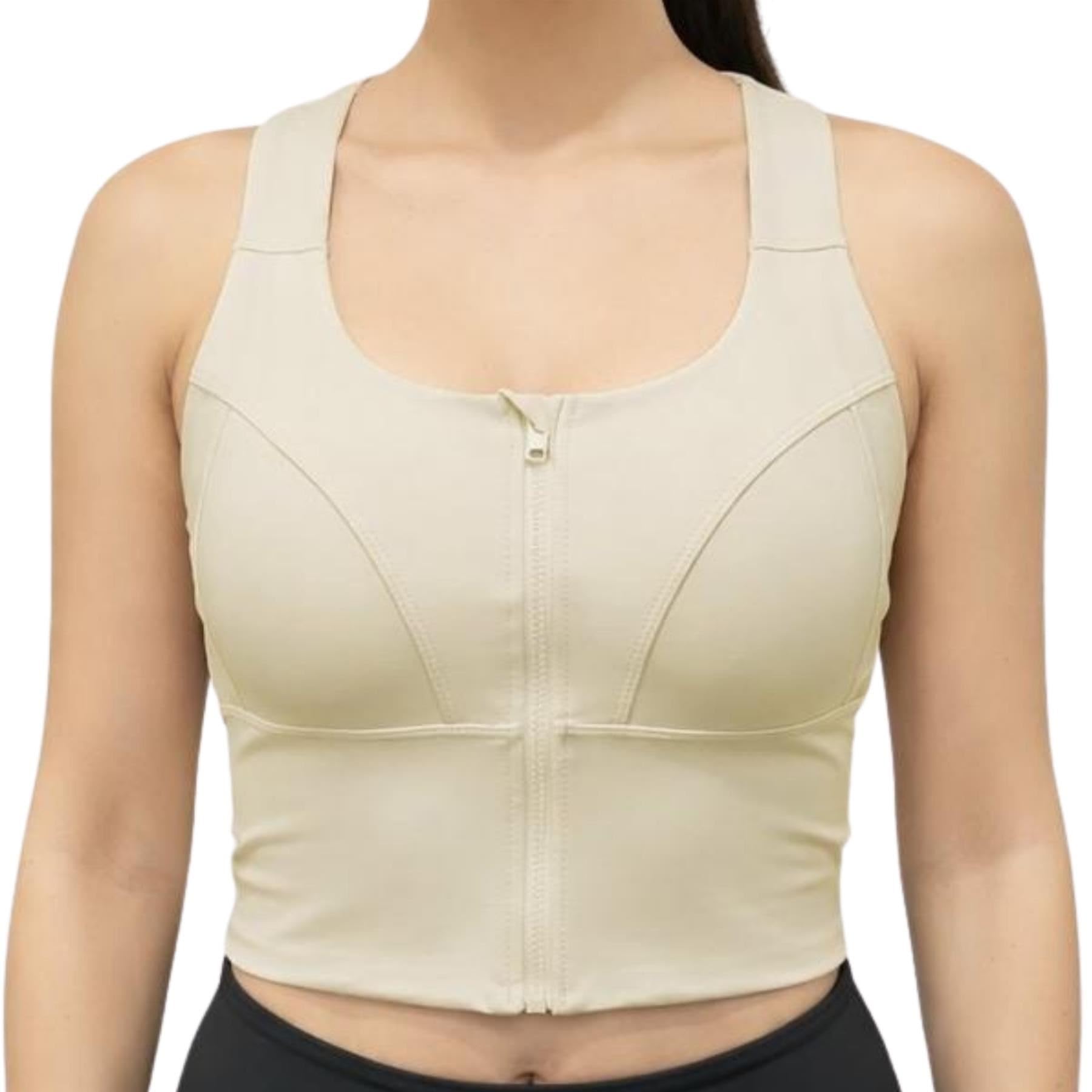 janisramone® Reggiseni sportivi da donna ad alto impatto con cerniera frontale, spalline elastiche incrociate posteriori con cuscinetti rimovibili, top corto da palestra, reggiseni da donna, reggiseno
