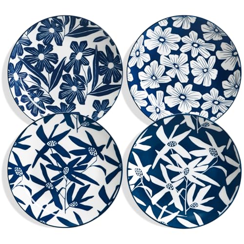 ONEMORE-Dinner-Plates-Set-of-4-105-Inch-Porcelain-Plates-Blue-Salad-Dessert-Plates-Microwave-Dishwasher-Safe-Scratch-Resistant-Large-Serving-Dish-Plates ONEMORE Dinner Plates Set of 4 105 Inch Porcelain Plates Blue Salad Dessert Plates Microwave Dishwasher Safe Scratch Resistant Large Serving Dish Plates