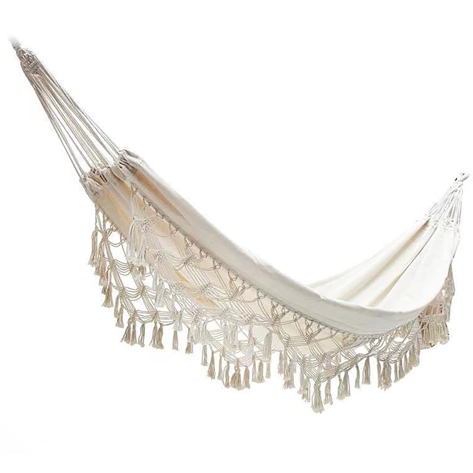 hammock, for 2 People, Boho Style Macrame Fringe Rocking Chair Indoor Outdoor250 kg Load Capacity 200 x 150 cm