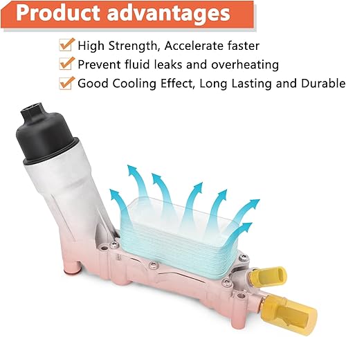 Miniatura 4 de Enfriador de aceite de motor de aluminio 926-959, adaptador de carcasa de filtro de aceite para Chrysler 200 300 2017-2018, Jeep Cherokee Grand