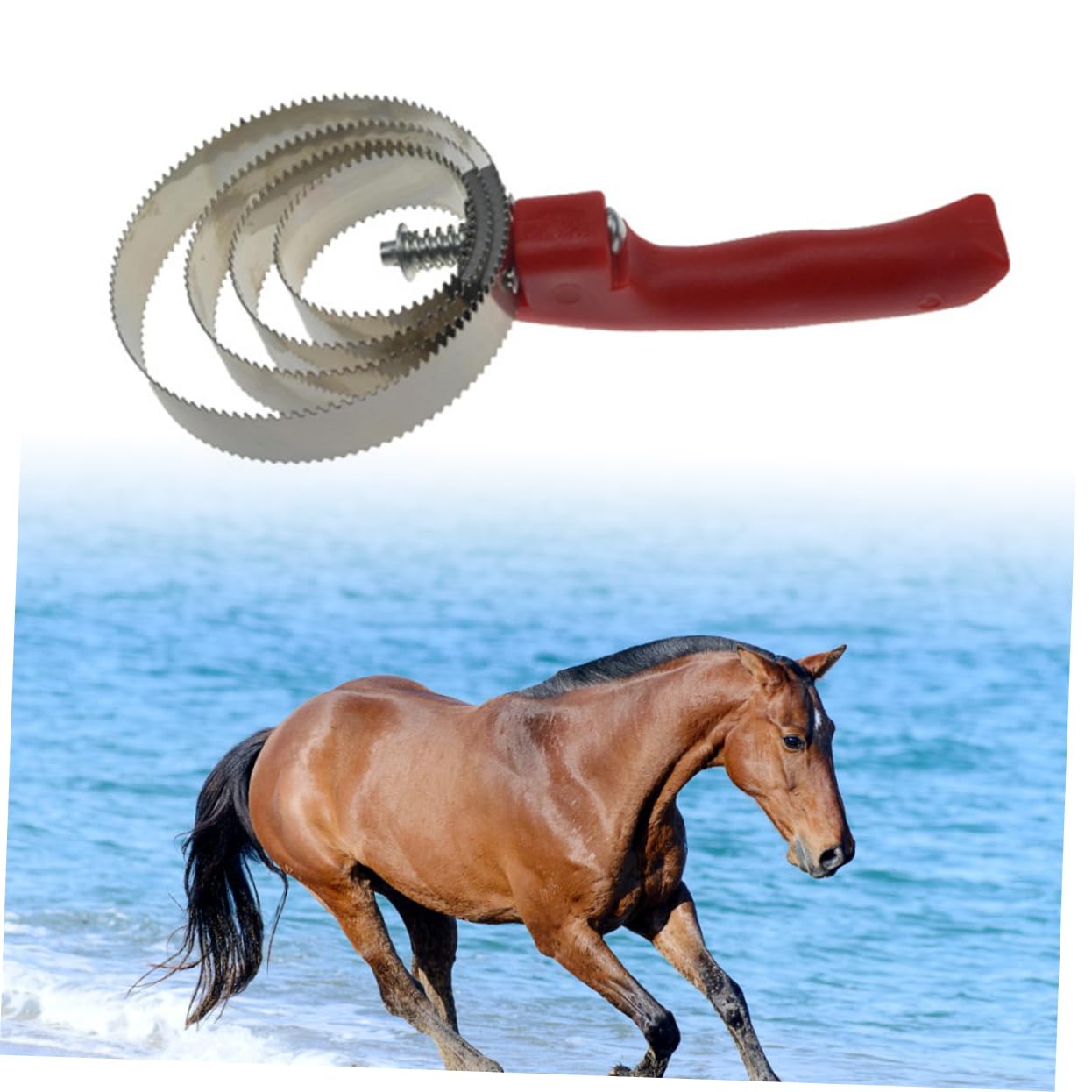 Stainless Steel Curry Comb for Horses Reversible Spring Brush with Ergonomic Grip for Grooming and Tackling Tough Mud and Hair