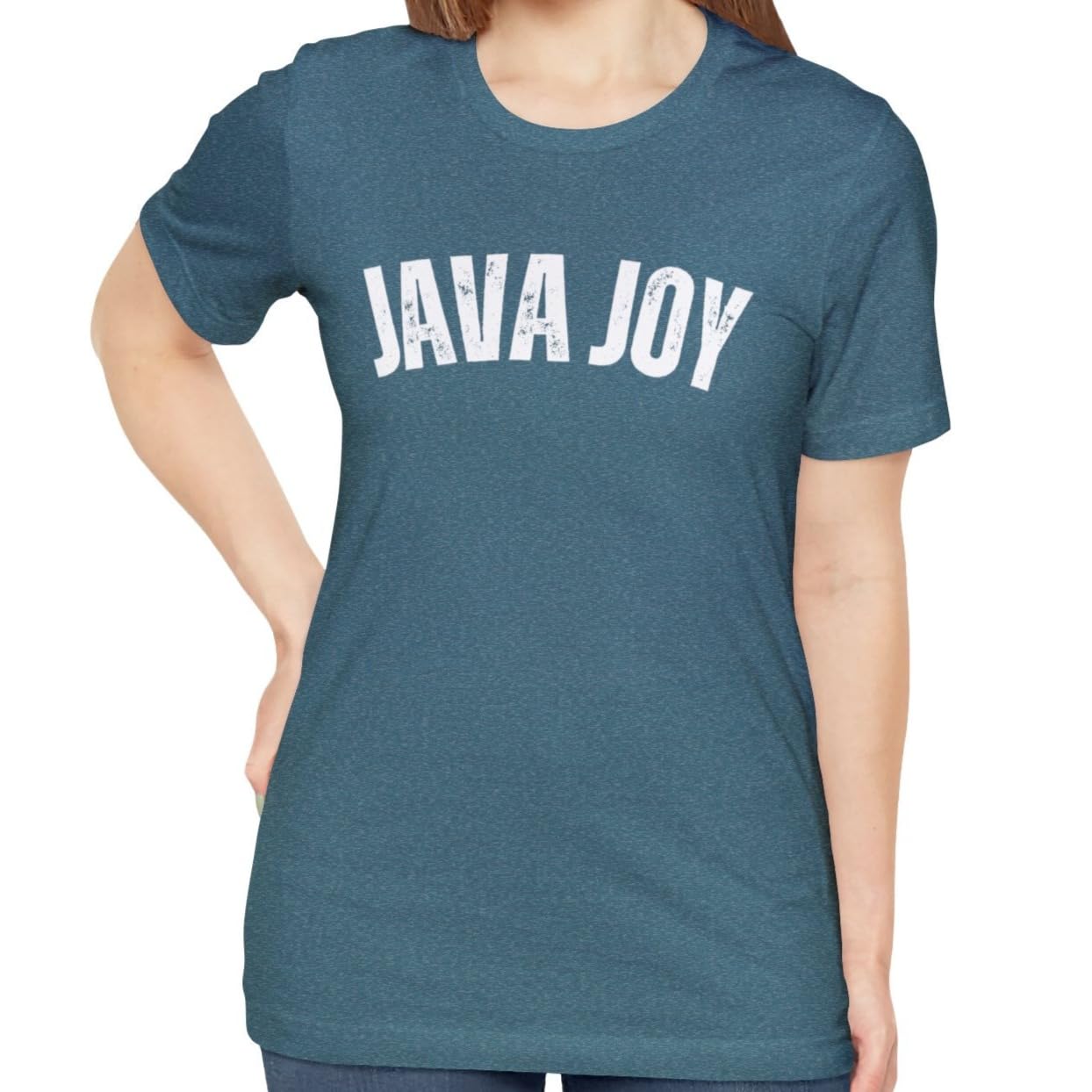 Java Joy Bliss - Women's Bella Canvas Jersey Tee for Comfort and Coffee Enthusiasts (US, Alpha, Small, Medium, Regular, Regular, Heather Deep Teal)