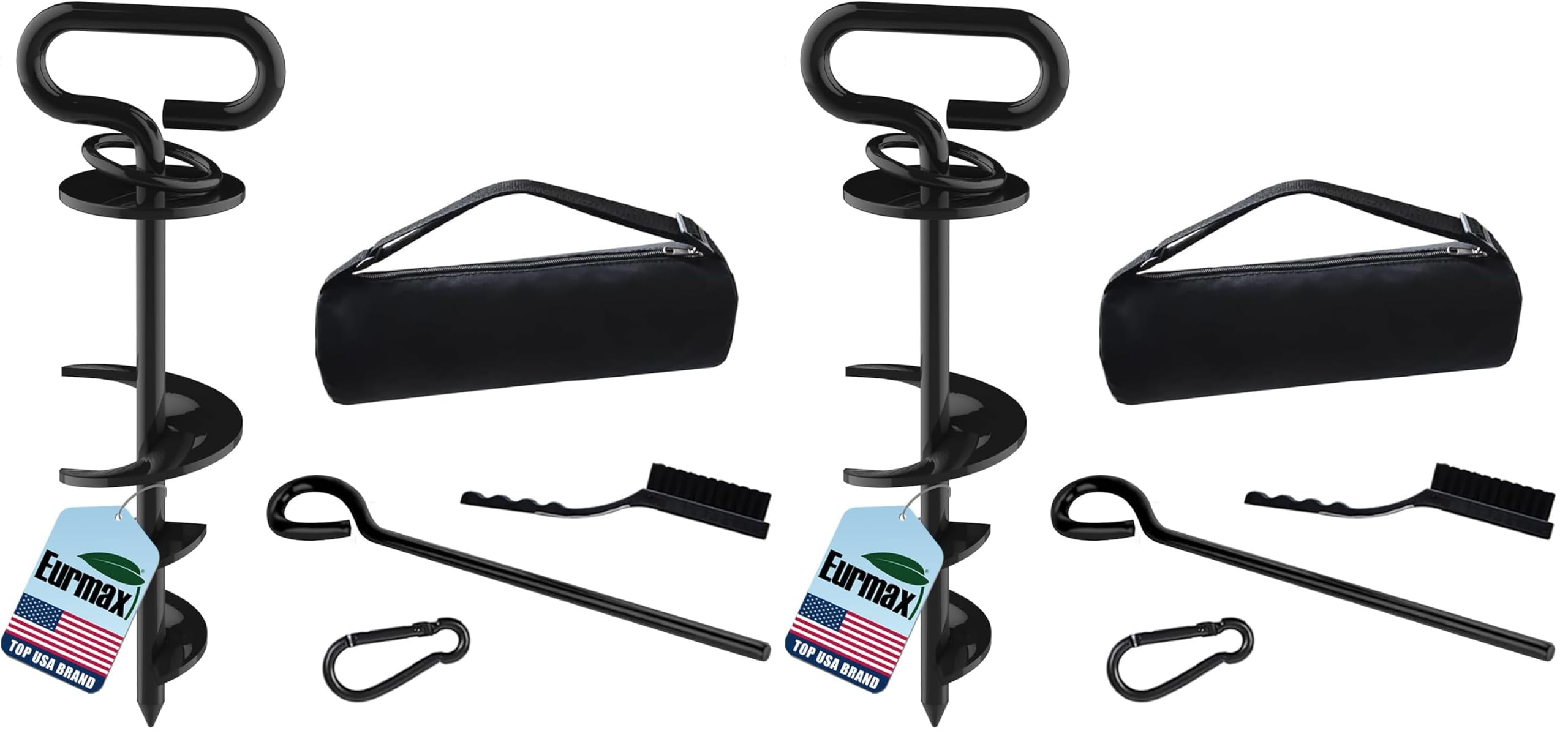 Eurmax USA Heavy-Duty Dog Tie Out Stakes Easy Installation Yard Dog Leash Anchor Dog Stake for Outside Portable Camping Dog Ground Anchor Dog Anchor for Large Dogs,Trampoline,2-Pack(Black)