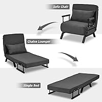 Vista 45 de Sillón convertible para cama, sillón tapizado de tres pliegues con almohada, sofá plegable de ocio con respaldo ajustable de 6 ángulos, cama