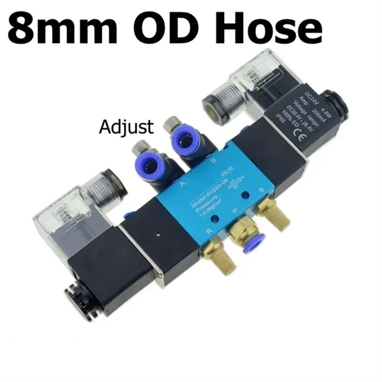 Válvula Solenoide eléctrica neumática de Doble Control, 2 Posiciones, 5 vías, 12V, 24V, 220V, 6mm, 8mm, 10mm, Ajuste de Manguera, válvula magnética de Gas y Aire(SL-8mm,AC 220V)