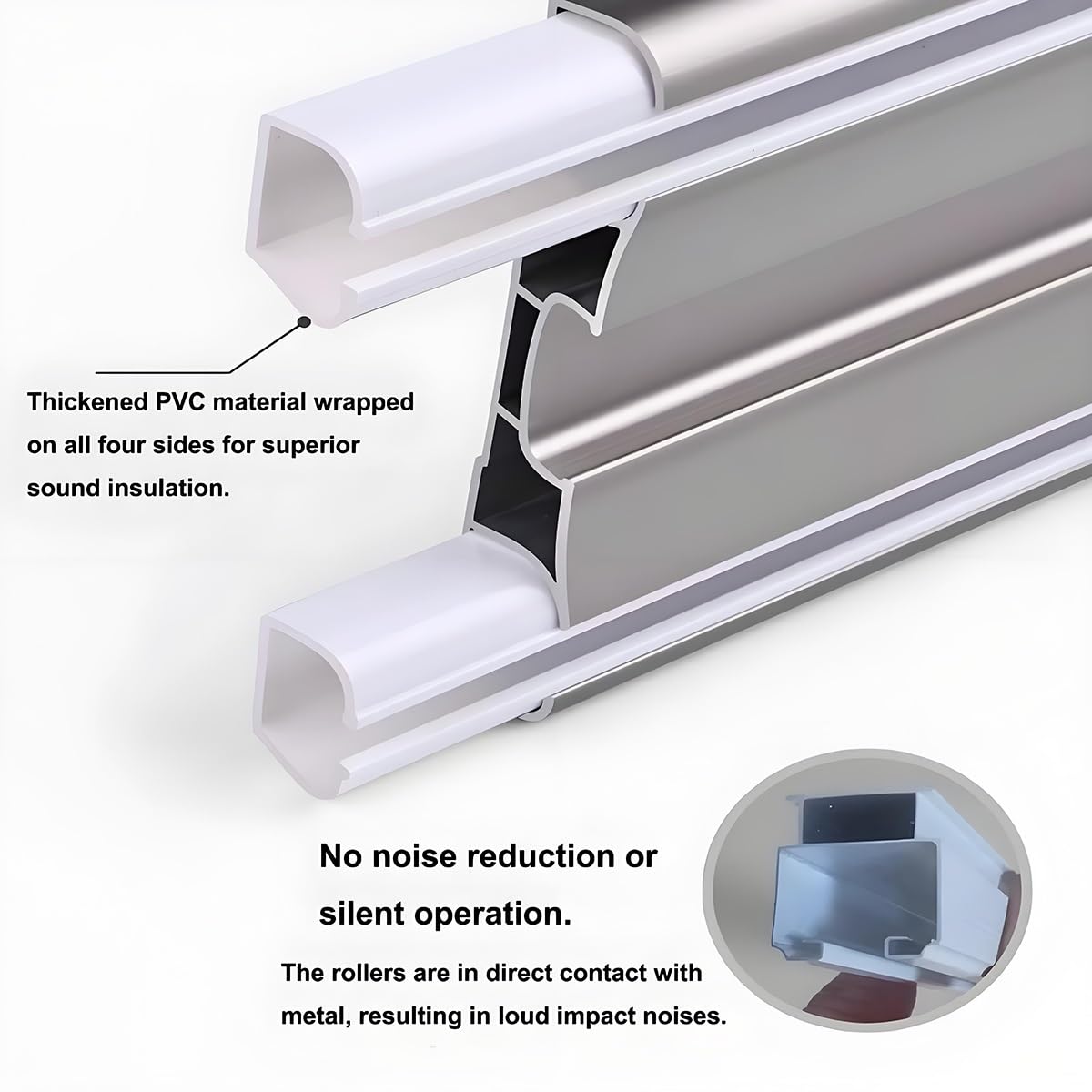 Rail de Rideau en Aluminium fixé au Plafond, séparateur de pièce à 2 Voies pour Rideaux Transparents 2,7 m (8,9 pi) d Idéal pour Les balcons, Les hôtels et Les VR.
