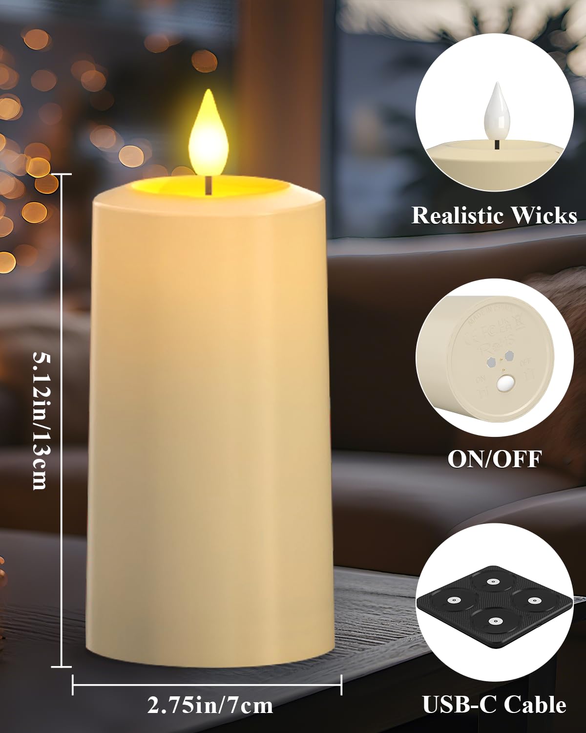 SoulBay LED Kerzen Outdoor Aufladbar mit Timerfunction für Garten 4er Set | Aufladbare Kerzen mit Ladestation & Fernbedienung, Wasserdicht LED Stumpenkerzen für Party Zimmer Halloween Deko Weihnachten