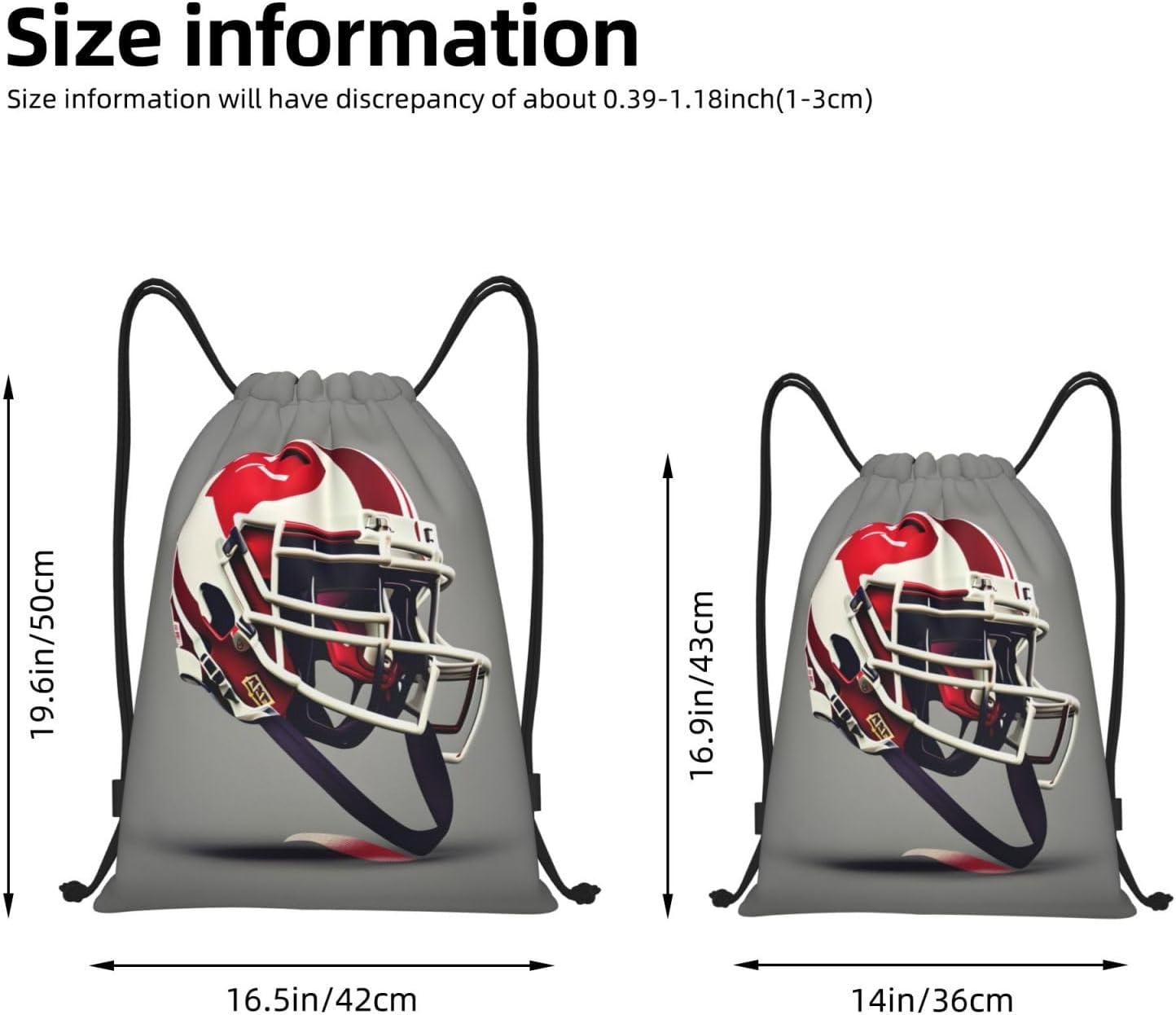 American Football print Drawstring Backpack Bags Sack Cinch Tote Sport Storage Polyester Bag for Gym Traveling