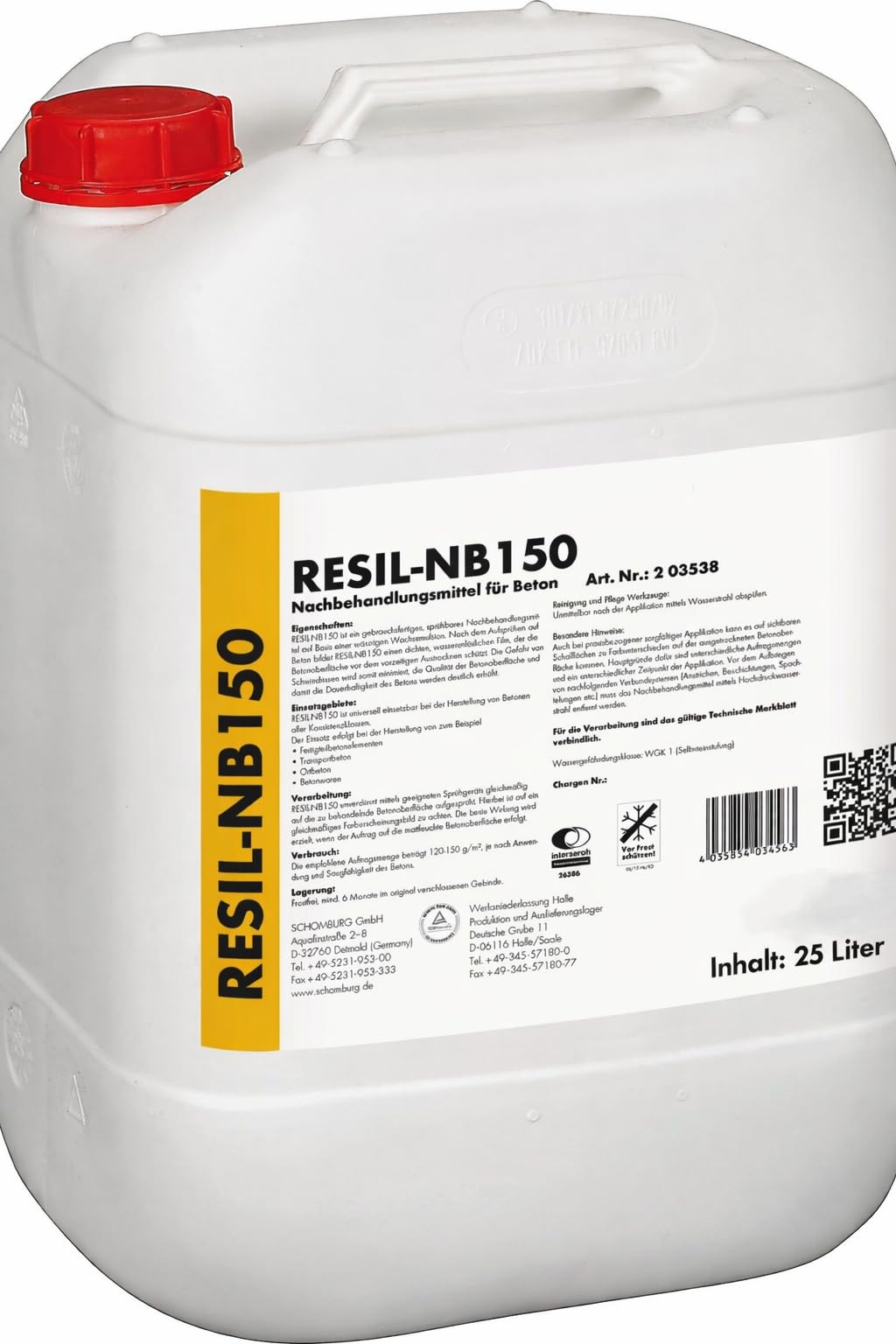 RESIL-NB150 25 Liter Beton-Nachbehandlungsmittel (Curing) Verdunstungsschutz Betonhaut Gebrauchsfertiger Nachbehandler für Beton & Estrich