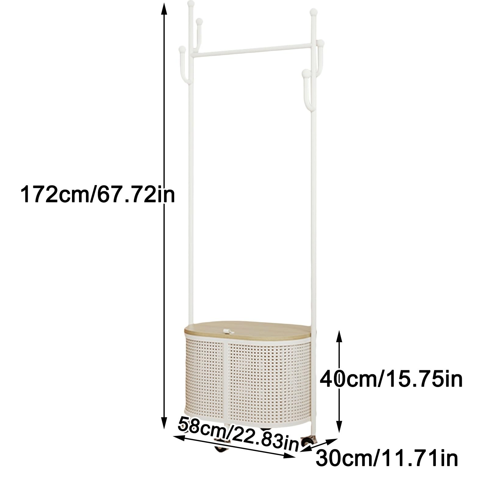 Tragbarer rollender Kleiderständer mit Rollen, Metall-Kleiderständer mit Stauraum für Schlafzimmer und Wohnzimmer, verstellbare Höhe, geräumiges Design