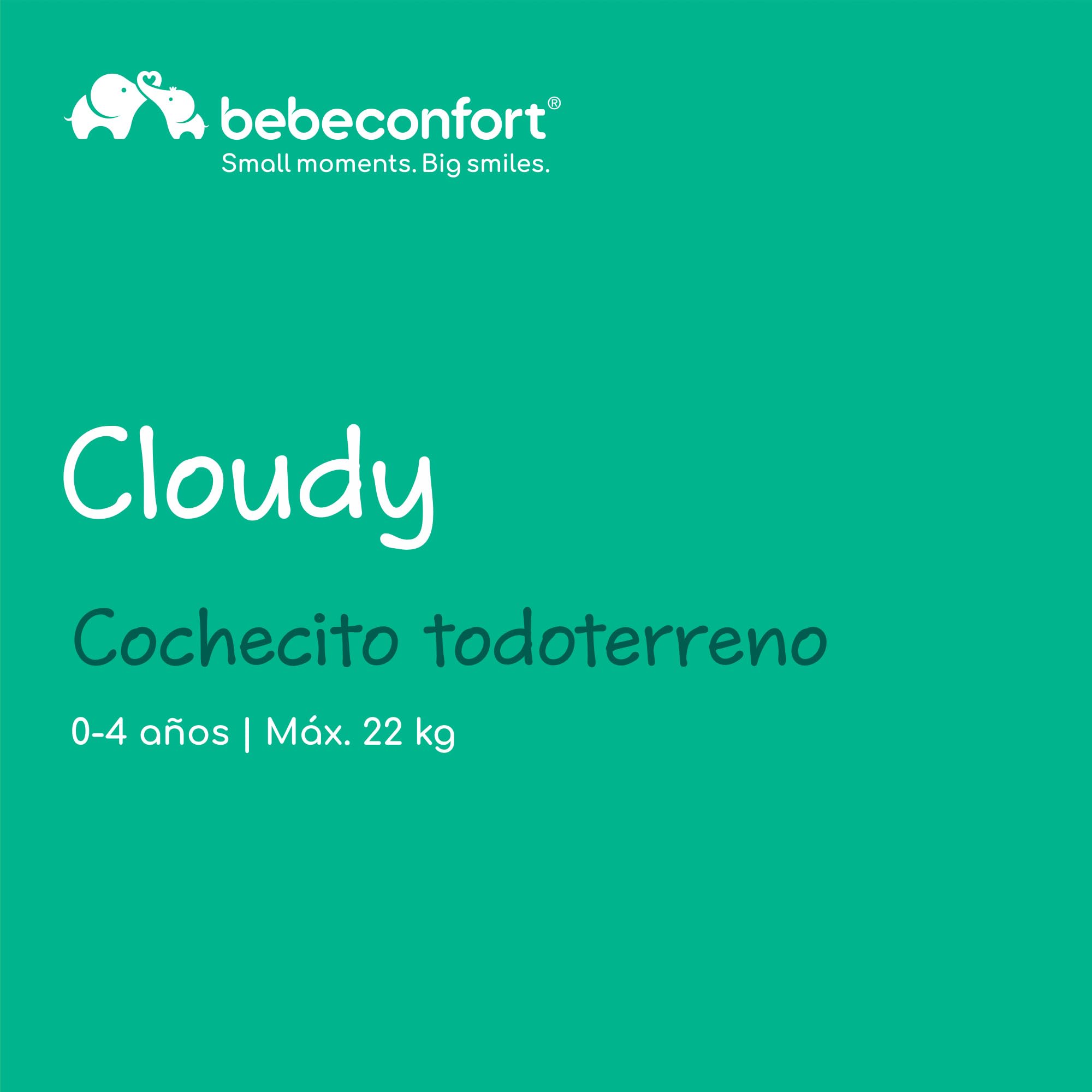 Bebeconfort Cloudy, Silla de paseo todoterreno, 0-4 años(máx.22 kg), Silla Paseo Bebe Reclinable, Plegado Rápido, 3 Grandes Ruedas, Manillar Ajustable, Amplia Cesta Almacenamiento, Mineral Graphite