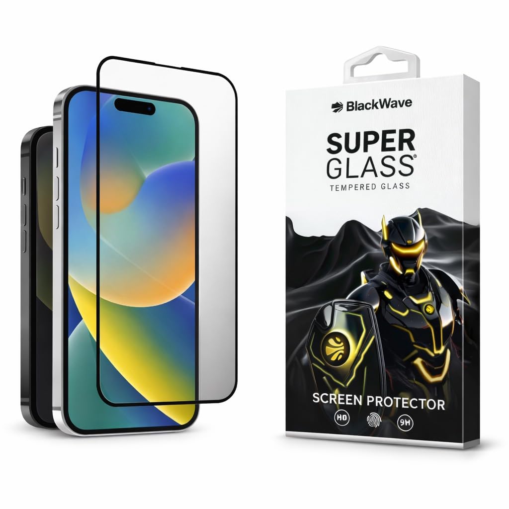 Generico BlackWave Vetro Temperato Print per iPhone 14 Pro Protezione Display con Bordi Neri, Anti-Graffio e Anti-Urto, Alta Trasparenza