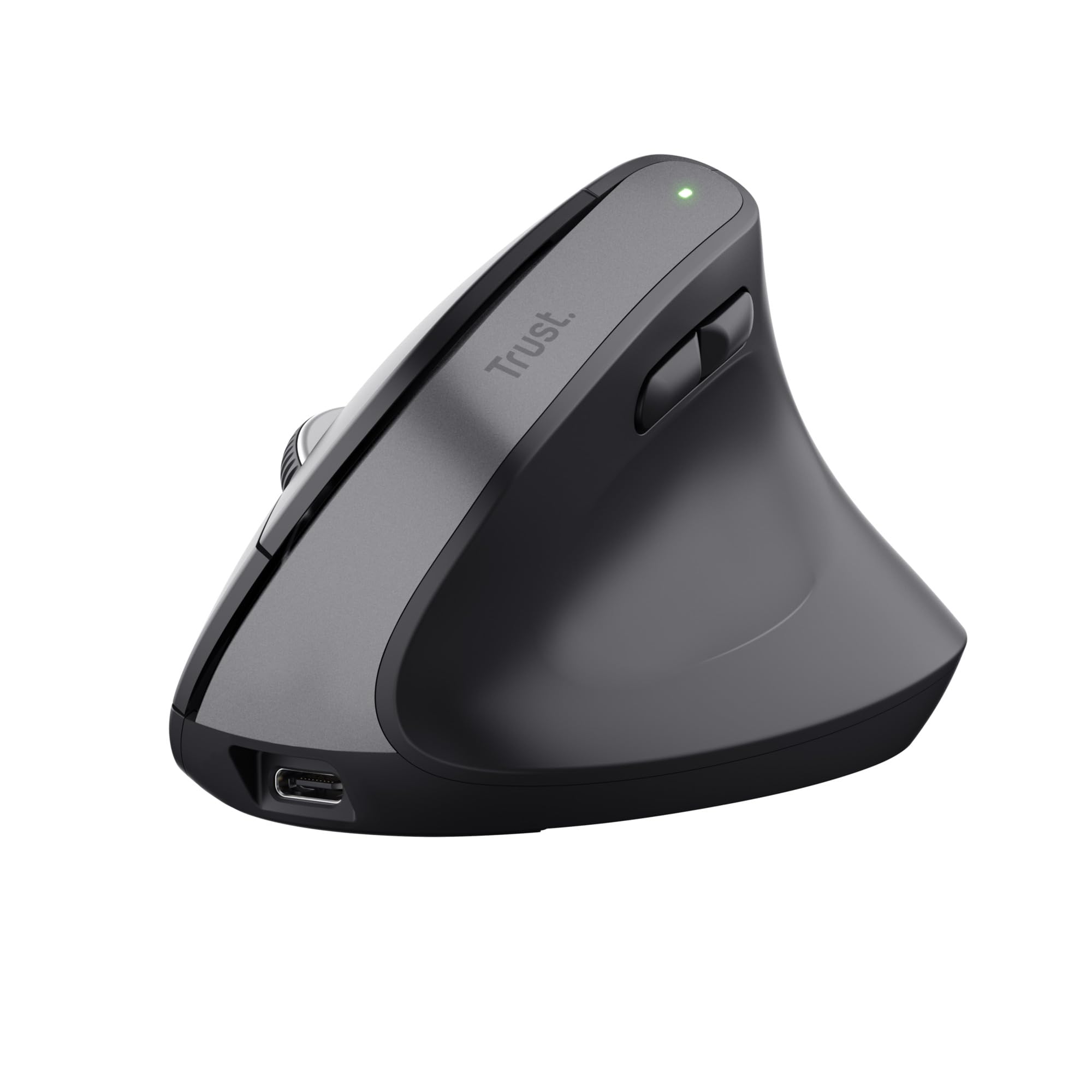 Trust Bayo+ Rechargeable Vertical Mouse Bluetooth + RF 2.4GHz, Ergonomic Mouse, Reduces Arm and Wrist Strain, 70% Recycled Plastics, Multidevice Wireless Mouse for Windows, PC, Laptop, Mac - Black-image-4