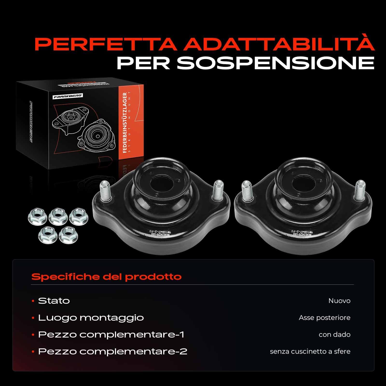 Frankberg 2x Cuscinetti di supporto ammortizzatore Posteriore Link Destra Compatibile con ASX GAW Outlander I CUW Outlander II CWW S40 I 644 Lancer VII VIII CSA CTA V40 Station Wagon 30818111