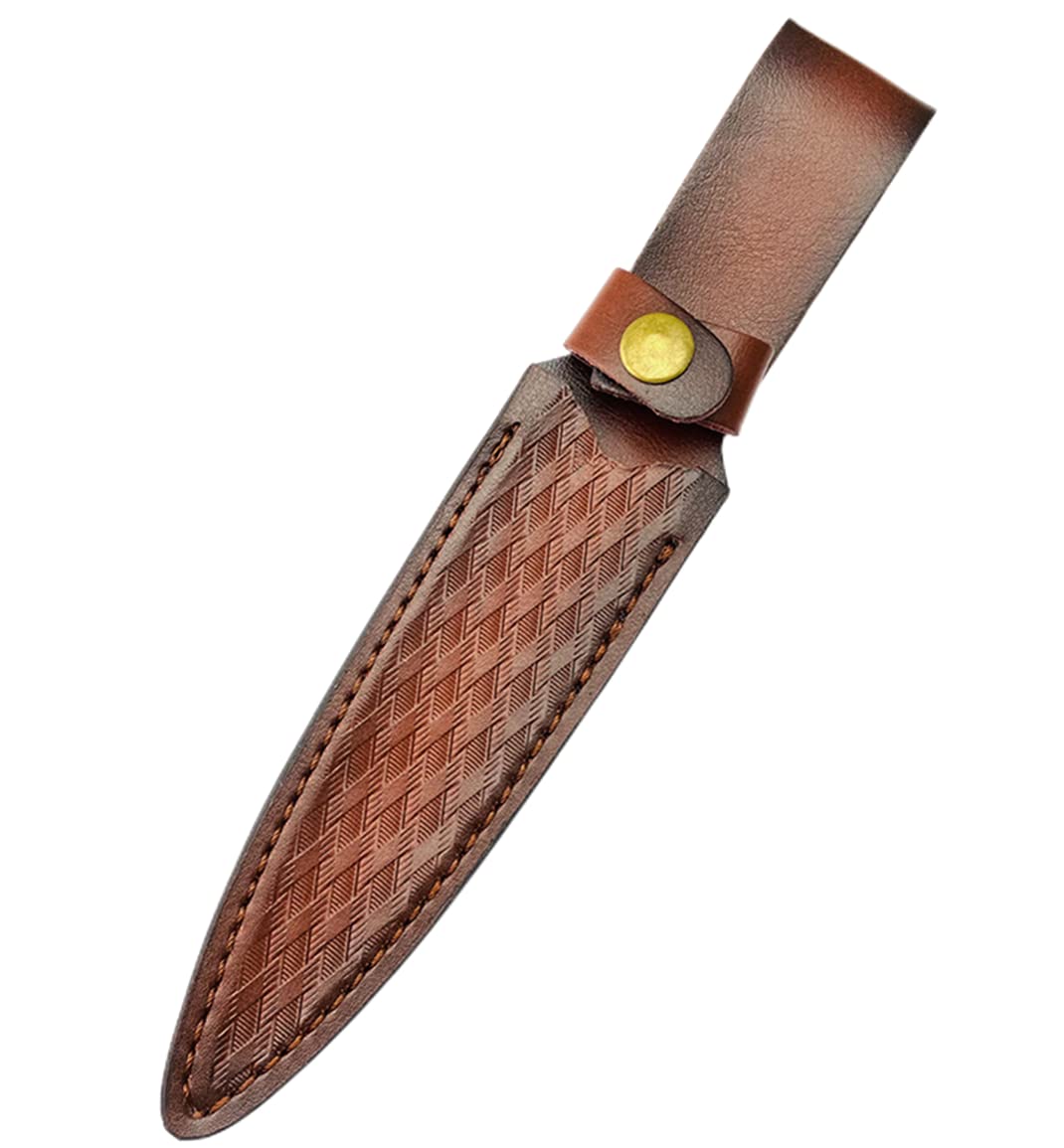 Aibote Brown Fixed Blade Knife Sheath Fits Up To 6.8" Blade,Leather Straight Knife Sheath Case Holder Scabbard Tactical Holster With Belt Loop