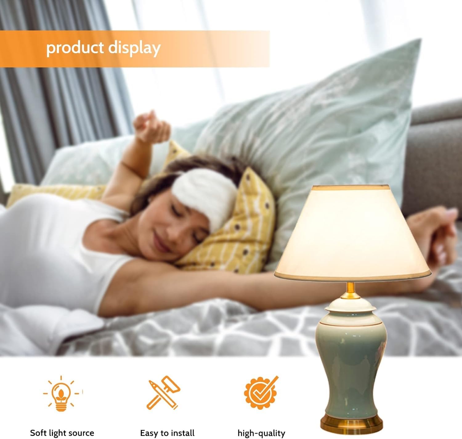 Lampa stołowa ceramiczna Farmhouse, złota podstawa, dioda LED, lampa biurkowa w stylu chińskim Cottage Modern Bedside Desk Nightston Lampa stołowa