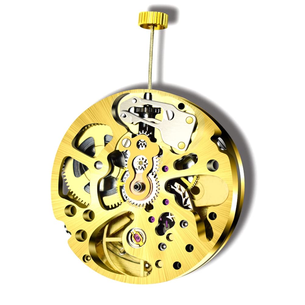 Movimiento esqueletizado Chapado en Oro de 2003, patrón de radiación Ajustable, Movimiento de Reloj Totalmente automático