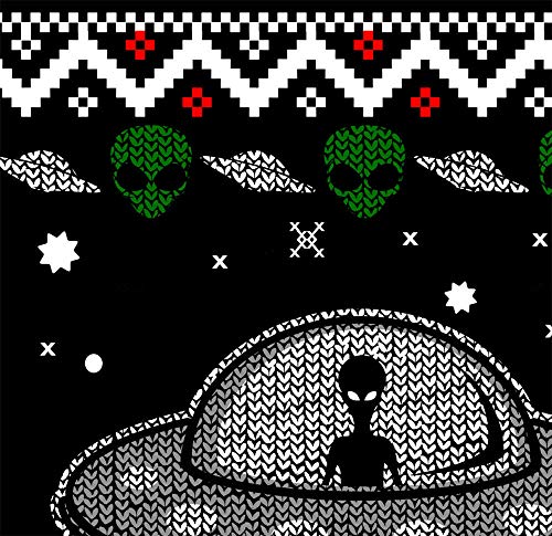 UFO Ugly Christmas Sweater (Sweatshirt), Alien, Spaceship, NASA, Holiday, Glow in The Dark3