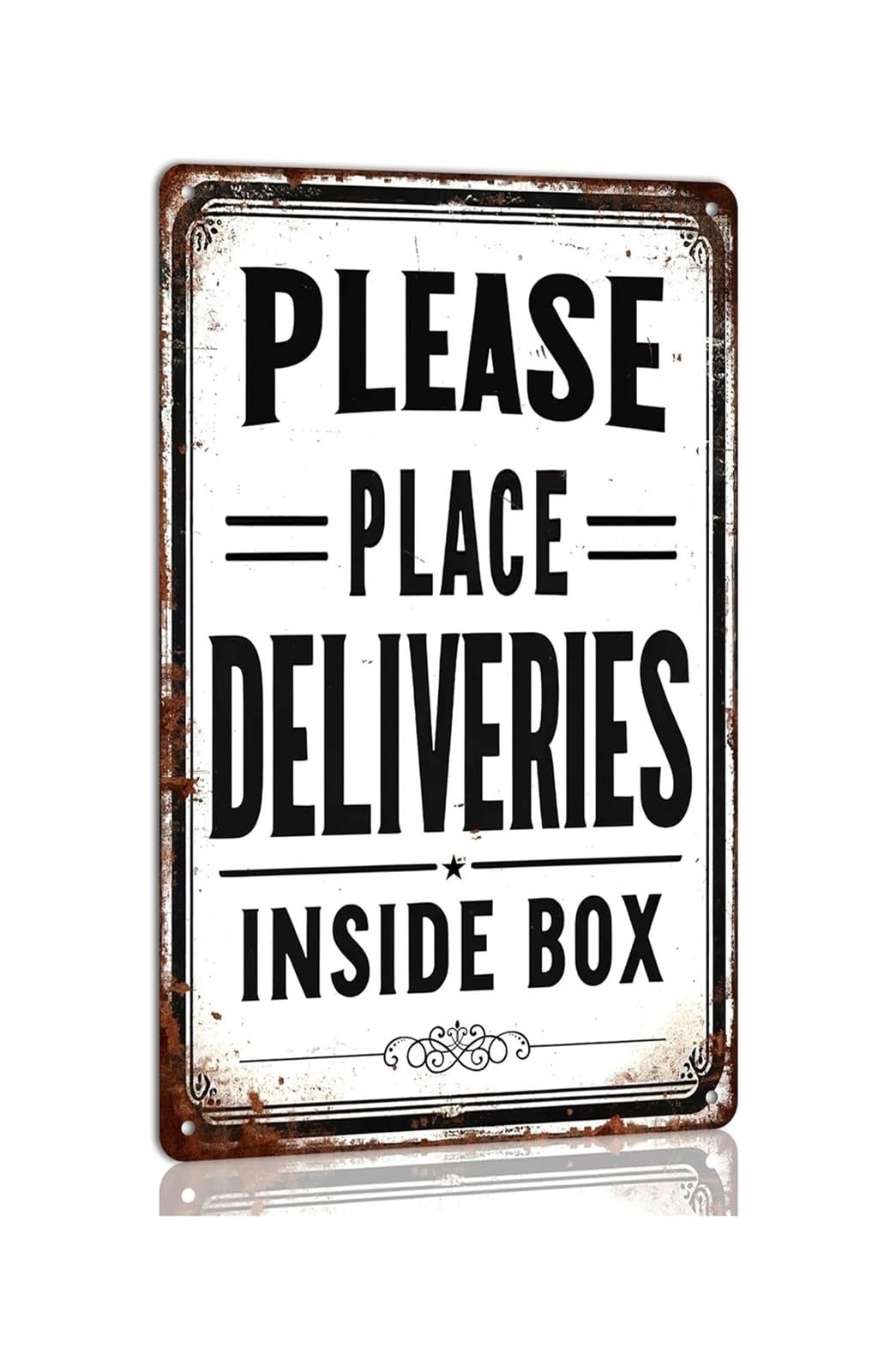 MDBJTCYZN Rustic Porch Sign for Package Delivery Metal Tin Sign with Delivery Box Instructions Vintage Home Decor 8 X 12 inch​