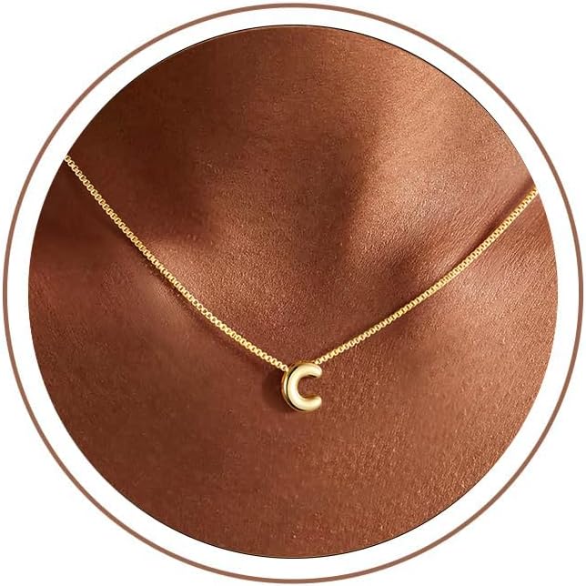 M MOOHAM Initial Necklace for Women Girls, Letter A-Z Box Chain Necklace