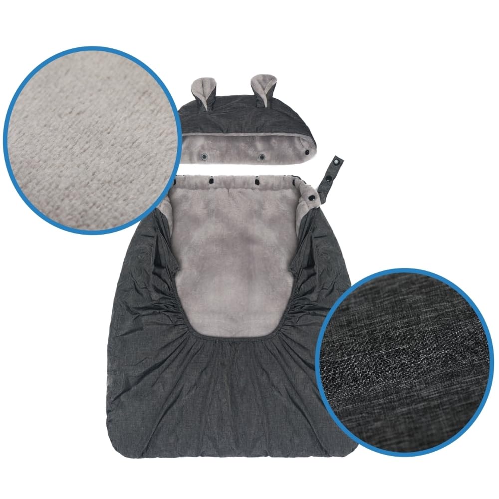 Fillikid Tragecover für Babytragen – wind- & wasserabweisender Wetterschutz mit Fleece-Innenfutter, Kapuze & Handwärmer-Tasche – universal passend