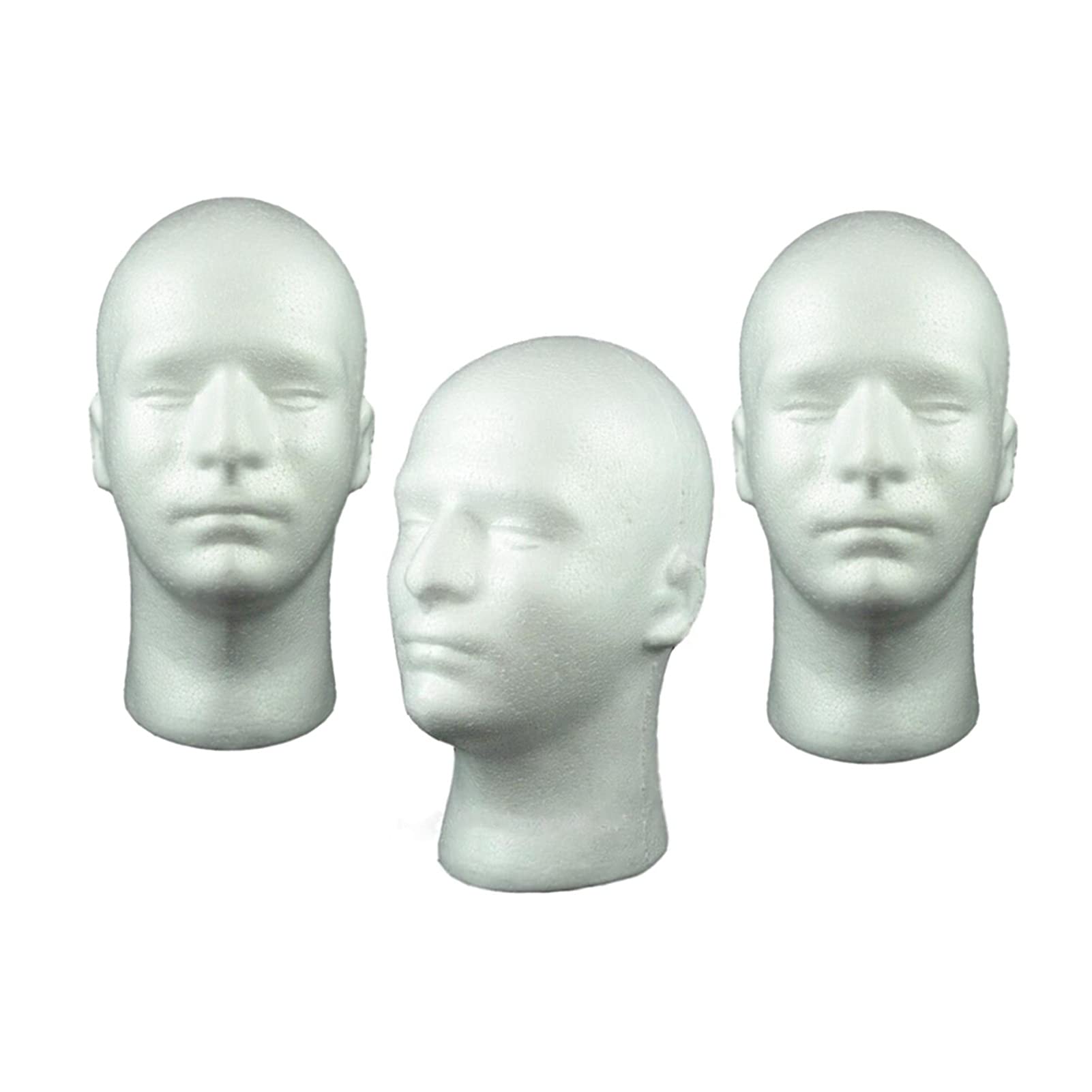 3 sztuk 20 '' Męski Model Model Model Model Model Peruka, White 12 inch Talldressing Model Training