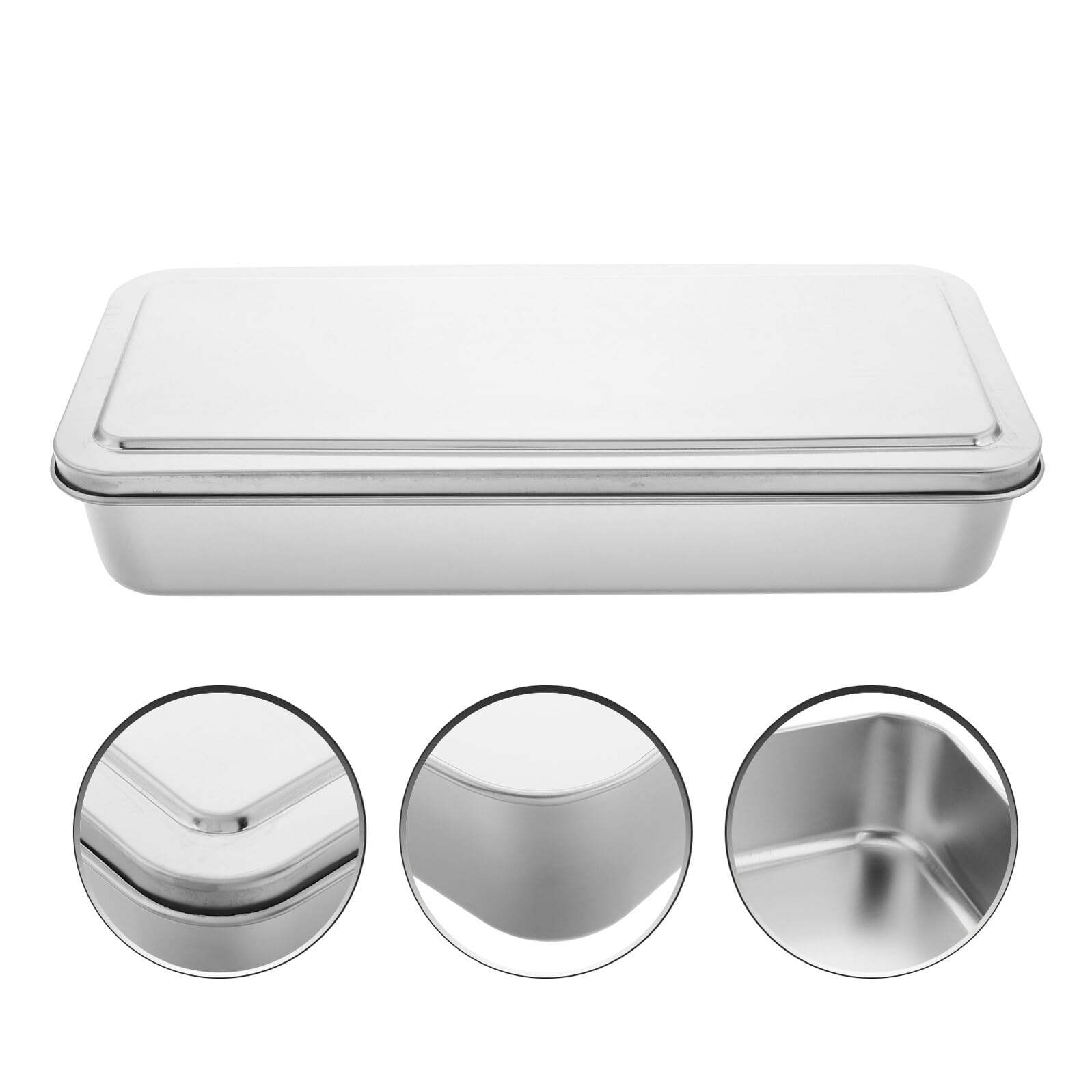 BESPORTBLE Teglia Rettangolare in Acciaio Inossidabile 33X155X6 CM con Coperchio Contenitore per Dolci e Tiramisù Teglia da Forno Antiaderente per Cottura Conservazione e Servizio in