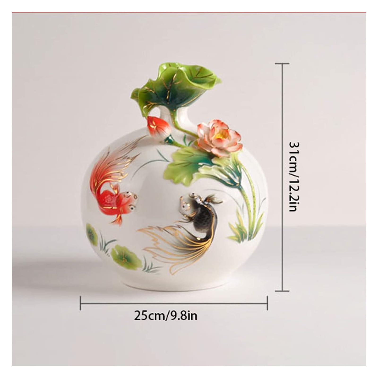 行人作大きめの金魚柄の花器