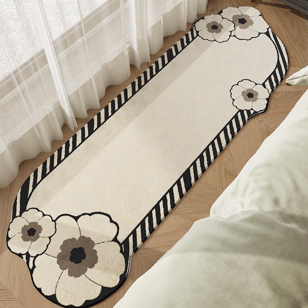LIKETN Cute Flowers Bathroom Runner Rug Extra Soft Shaggy Long Accent Area Rugs Washable Non-Slip Modern Floral Aesthetic Throw Carpet Hallway,Bedroom