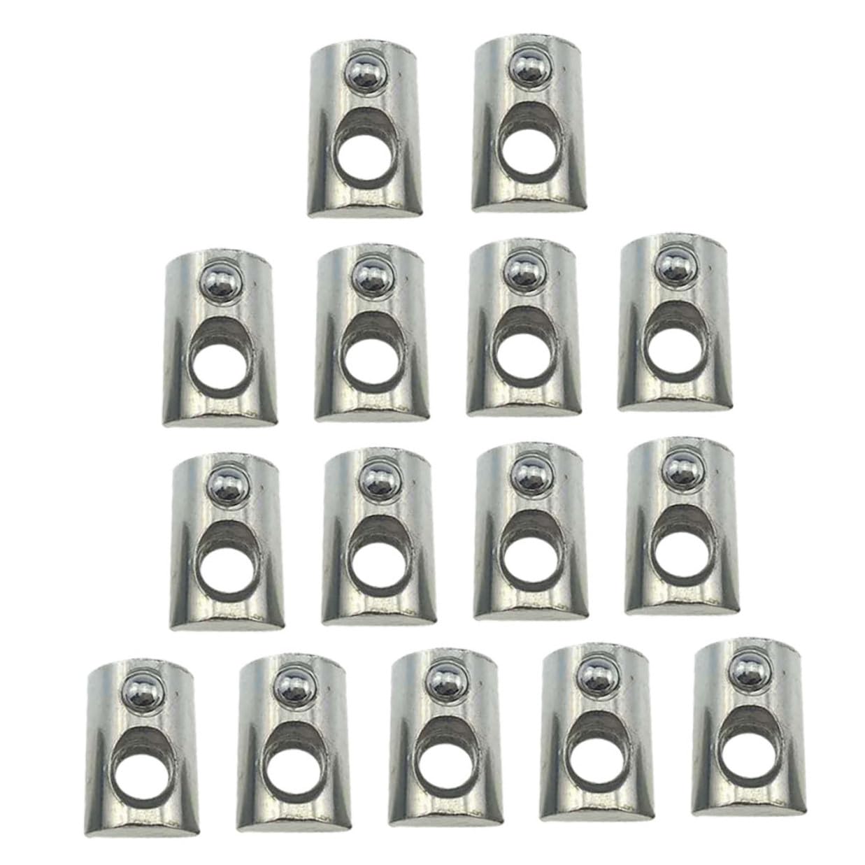Holibanna 100pcs Carbon Steel Nickel-Plated T-Type Spring Ball Nuts for Aluminum Extrusion Profiles, Roll-in Elastic T-Slot Nuts Compatible with 20-m5 European Standard Aluminum Rails