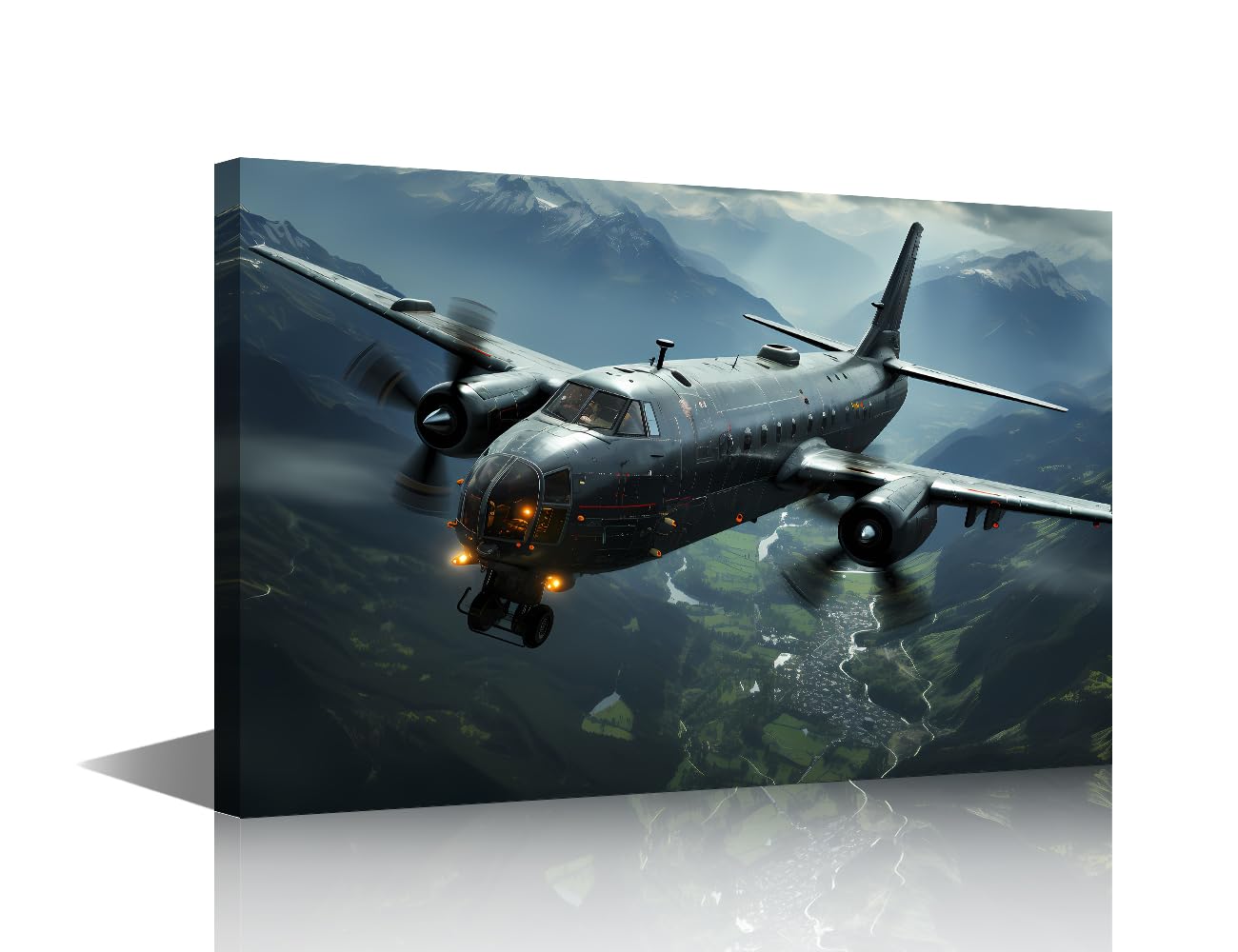 TISHIRON Canvas Painting High-altitude Reconnaissance Aircraft Artwork for Home Walls Fighter Jets Wall Art 1 Piece Framed Wall Art Home Office Wall Decor Framed Ready to Hang - 24" Wx36 H