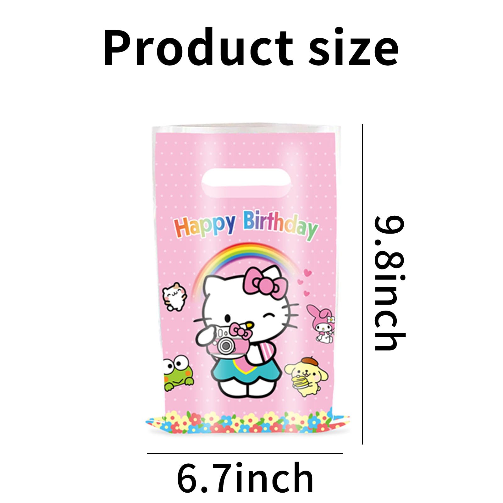 50 Pcs Cartoon Birthday Party Favor Bags, Cute Plastic Gift Bags, Birthday Party Candy Snack Bag (Pink)