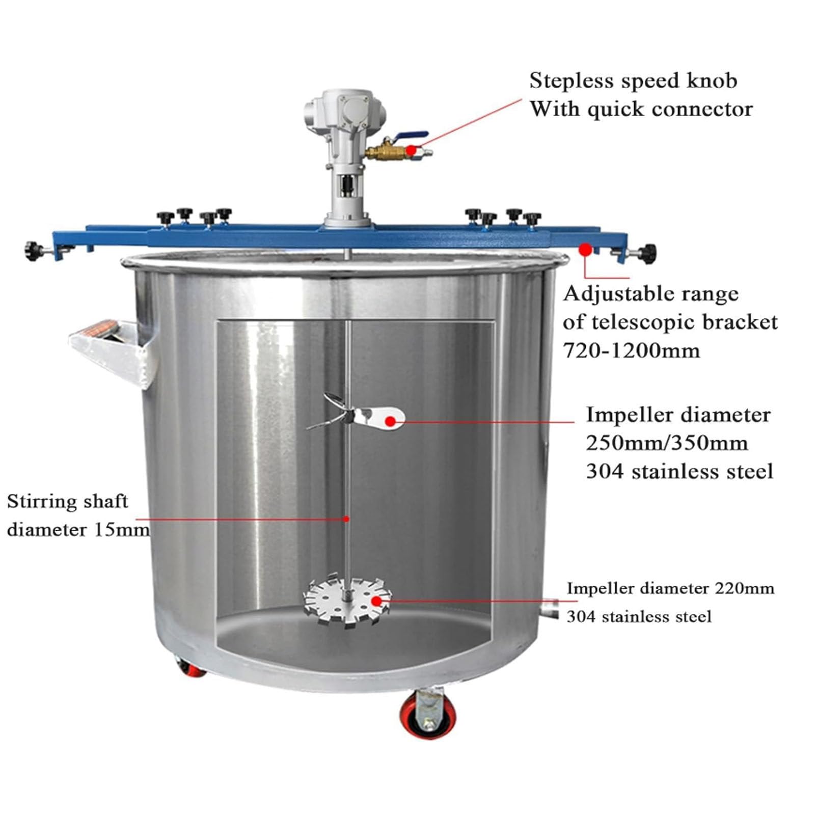 Agitador De Aire Neumático, Máquina Mezcladora De Tanque con Motor Neumático De 3 Cilindros De 1/2 HP, Agitador De Recubrimiento De Hélice Plegable De 2500 RPM
