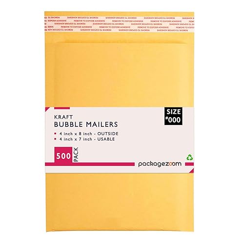 Sobres de envío de burbujas de papel kraft de 4 x 8 pulgadas, paquete de 500