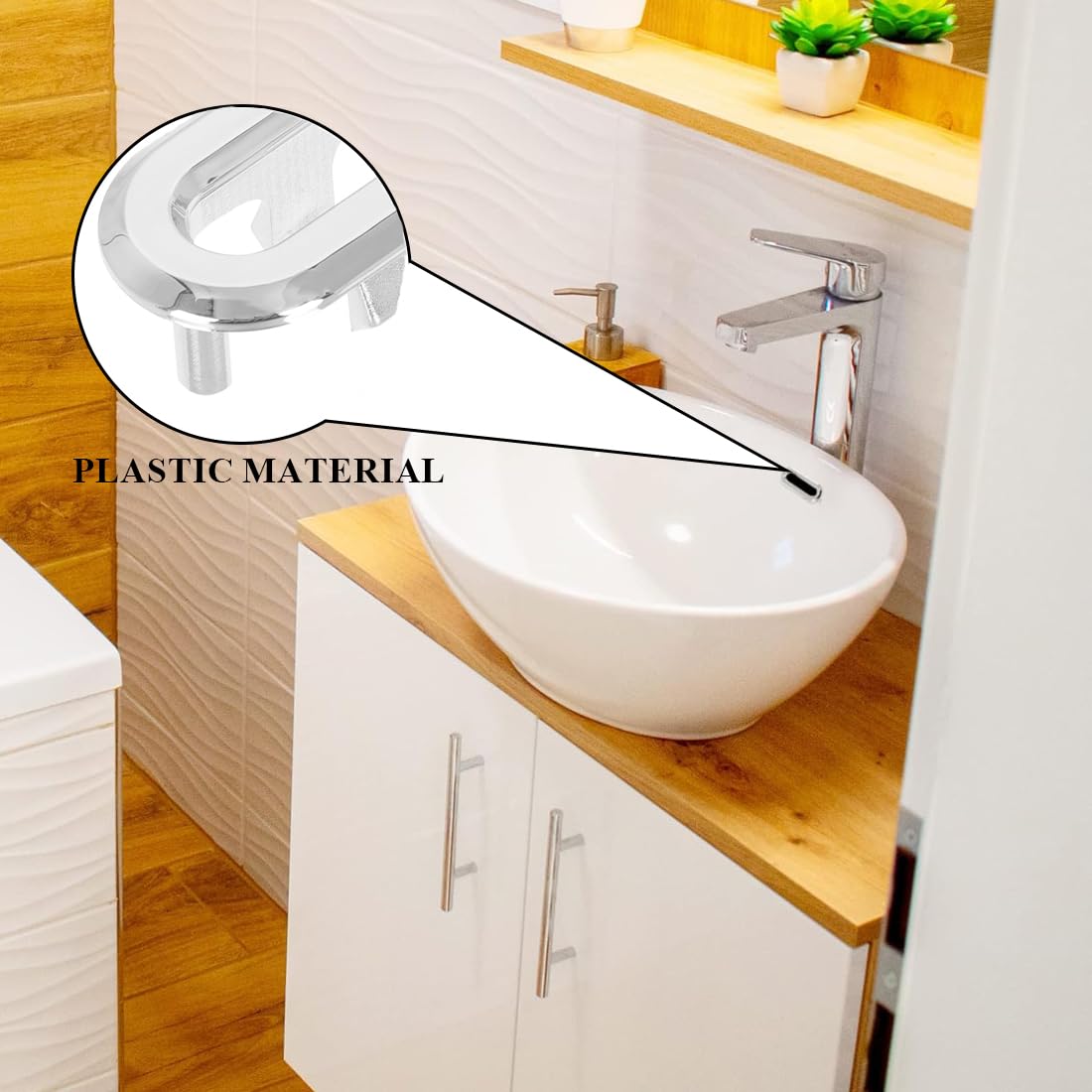 Set 6 Anelli Tappo Troppo Pieno per Lavello, Copertura Decorativa Rettangolare per Foro Lavandino in Cucina o Bagno