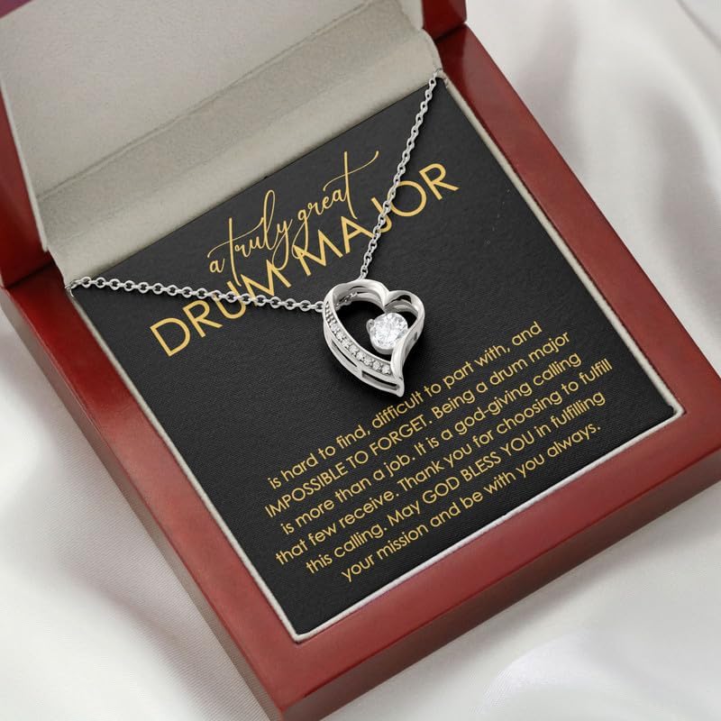 Drum Major Necklace Message Card Box Forever Love Mahogany - Hard To Find Difficult To - Appreciation Director Drummer Marching Band Commander