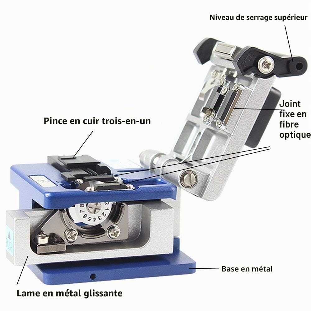 Kit fibre d'optique 9 en 1 DAXGD pour habitat collectif et individuel (FTTH) - Avec couperet FC-6S, puissance-mètre optique 5 km et localisateur visuel de défauts