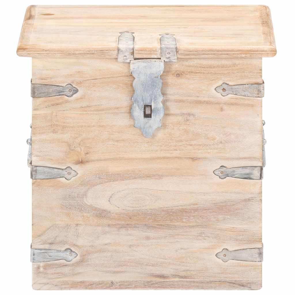Baúl de almacenamiento de madera maciza de acacia 40 x 40 x 40 cm con acabado blanco con cerradura, con asas, banco y mesita de noche para dormitorio, salón, pasillo, habitación infantil